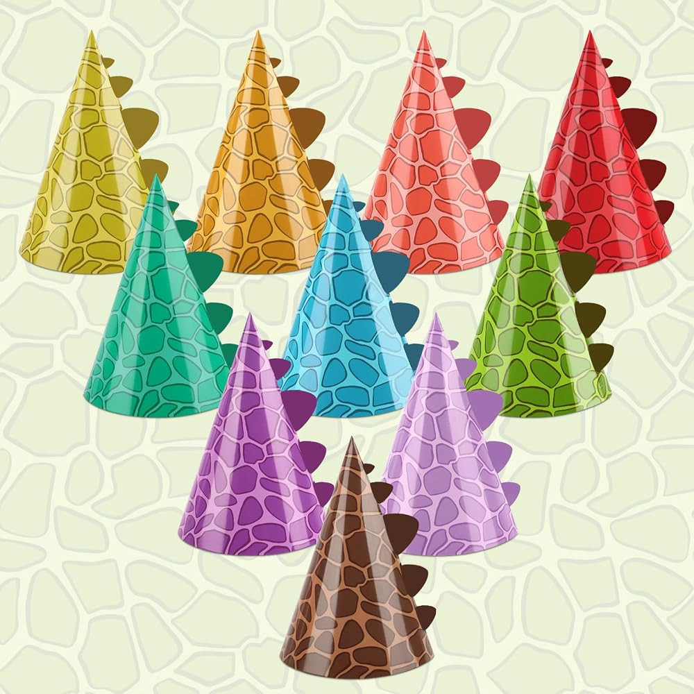 10 Pcs Dinosaur Party Hats Dinosaur Birthday Hats Paper Cone Hats Headbands for Dinosaur Birthday... | Amazon (US)