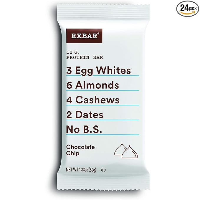 RXBAR Chocolate Chip, Protein Bar, Gluten Free, (24 Bars) | Amazon (US)