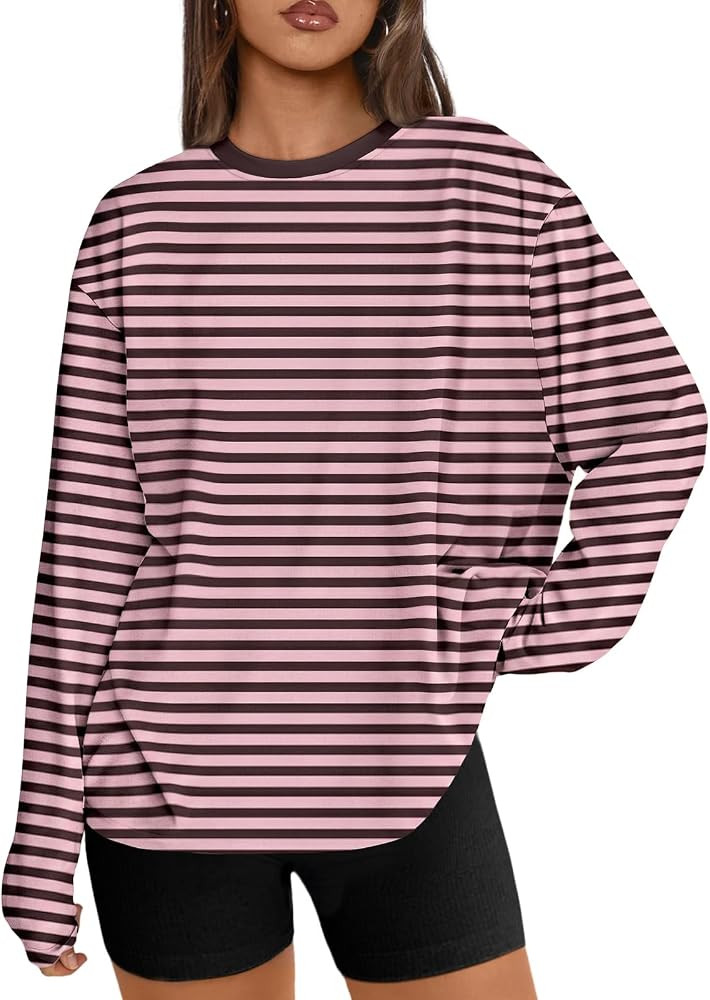Trendy Queen Womens Oversized Long Sleeve Shirts Fall Tops 2026 Basic Tees | Amazon (US)