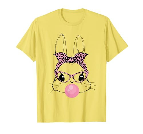 Cute Bunny With Bandana Heart Glasses Bubblegum Easter Day T-Shirt | Amazon (US)