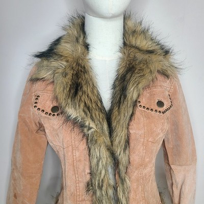 Vintage Rue 21 Y2K Penny Lane Suede Faux Fur Studded Jacket Coat Size S | eBay | eBay US