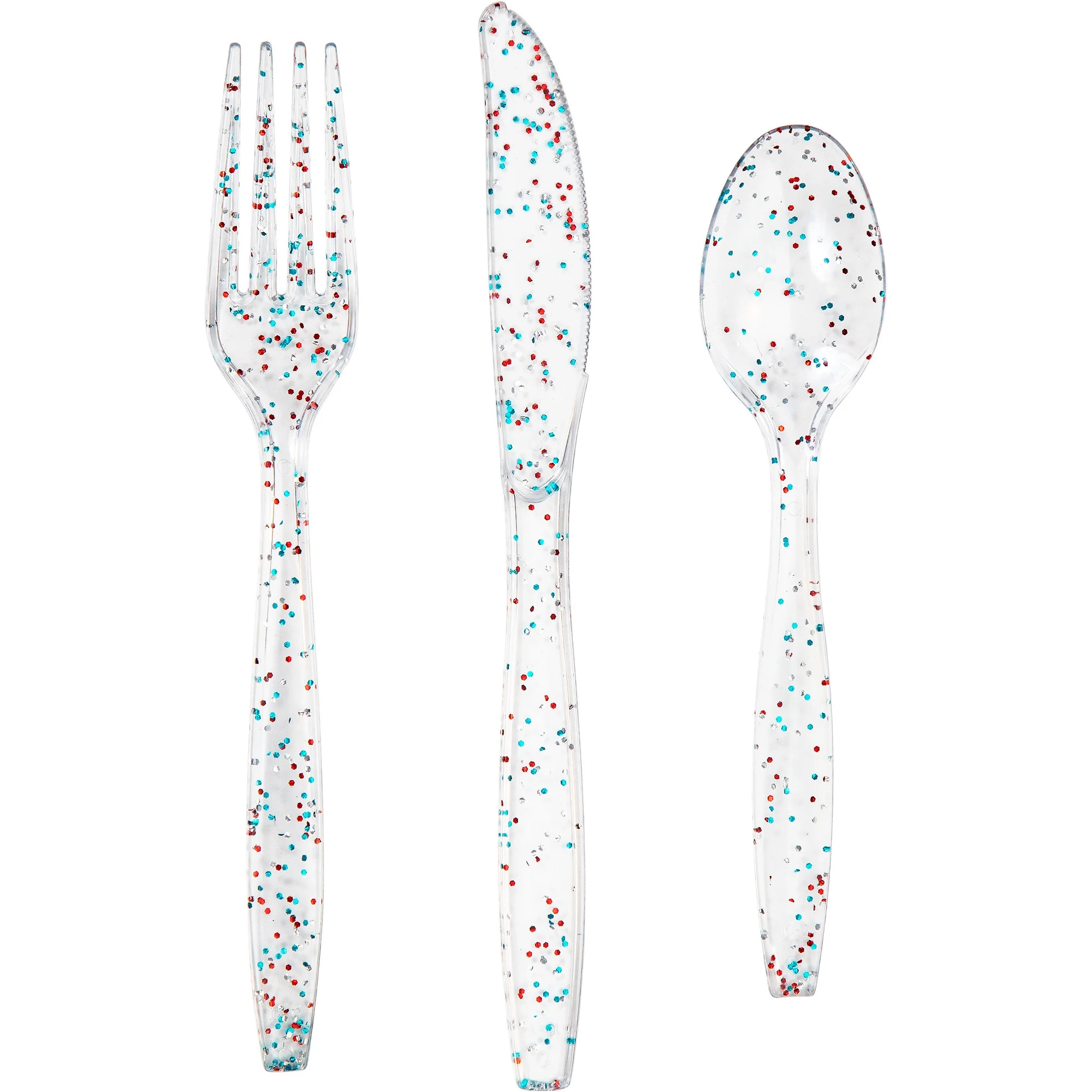 Way to Celebrate Red, White, and Blue Glitter Assorted Cutlery 30 ct. - Walmart.com | Walmart (US)