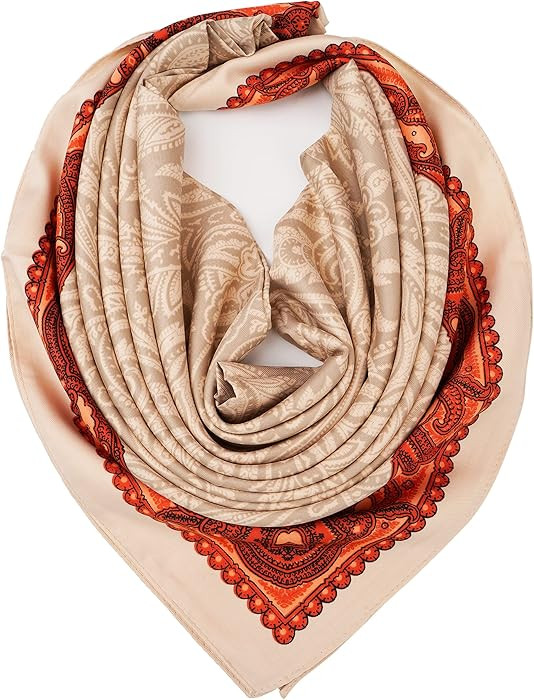 Silk Like Scarf Women's Fashion Pattern Large Square Satin Headscarf Headdress | Amazon (US)
