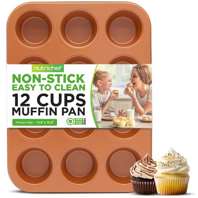 NutriChef 12-cup Copper Oven Muffin Pan, Non-Stick Coated Layer Surface | Target
