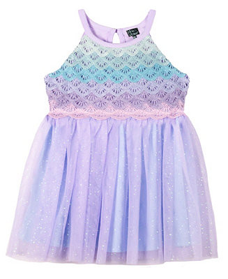 Pink Violet Little Girls Sleeveless Mermaid Crochet Mesh Dress | Macy's
