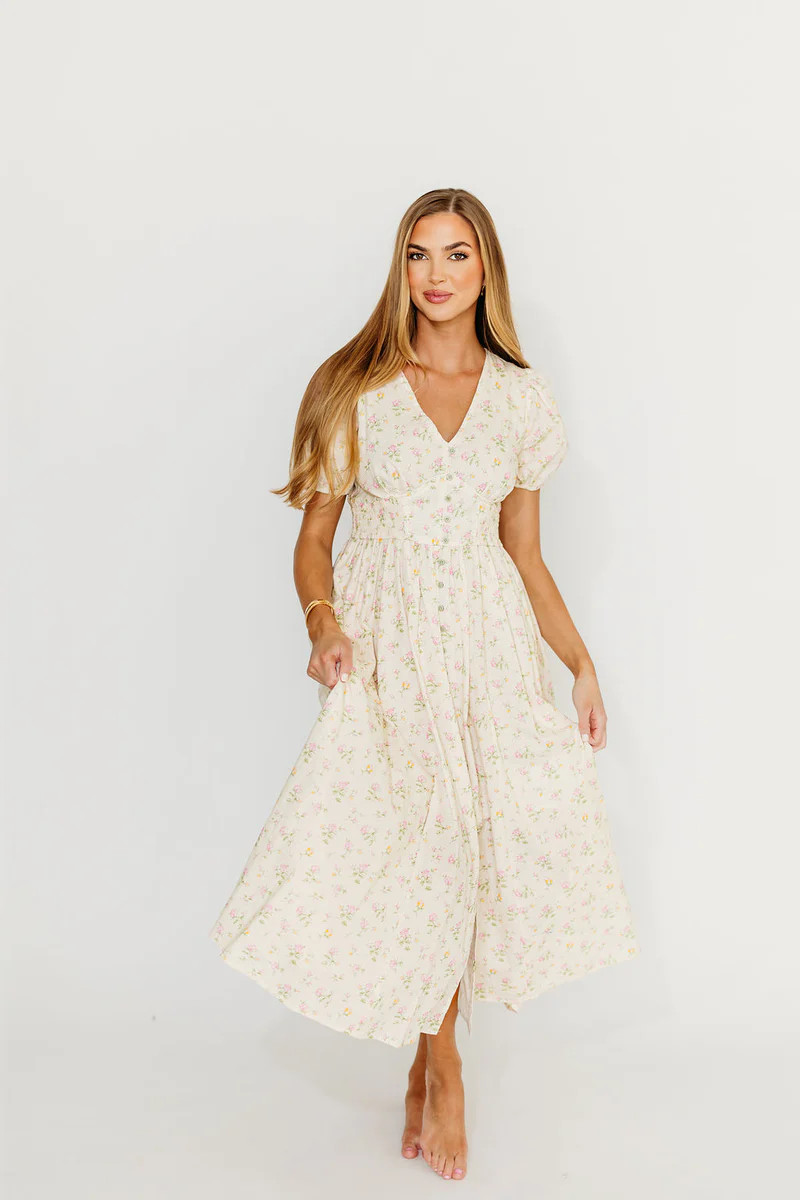 Kylee 100% Cotton Floral Maxi Dress in English Rose - Nursing Friendly | Worth Collective