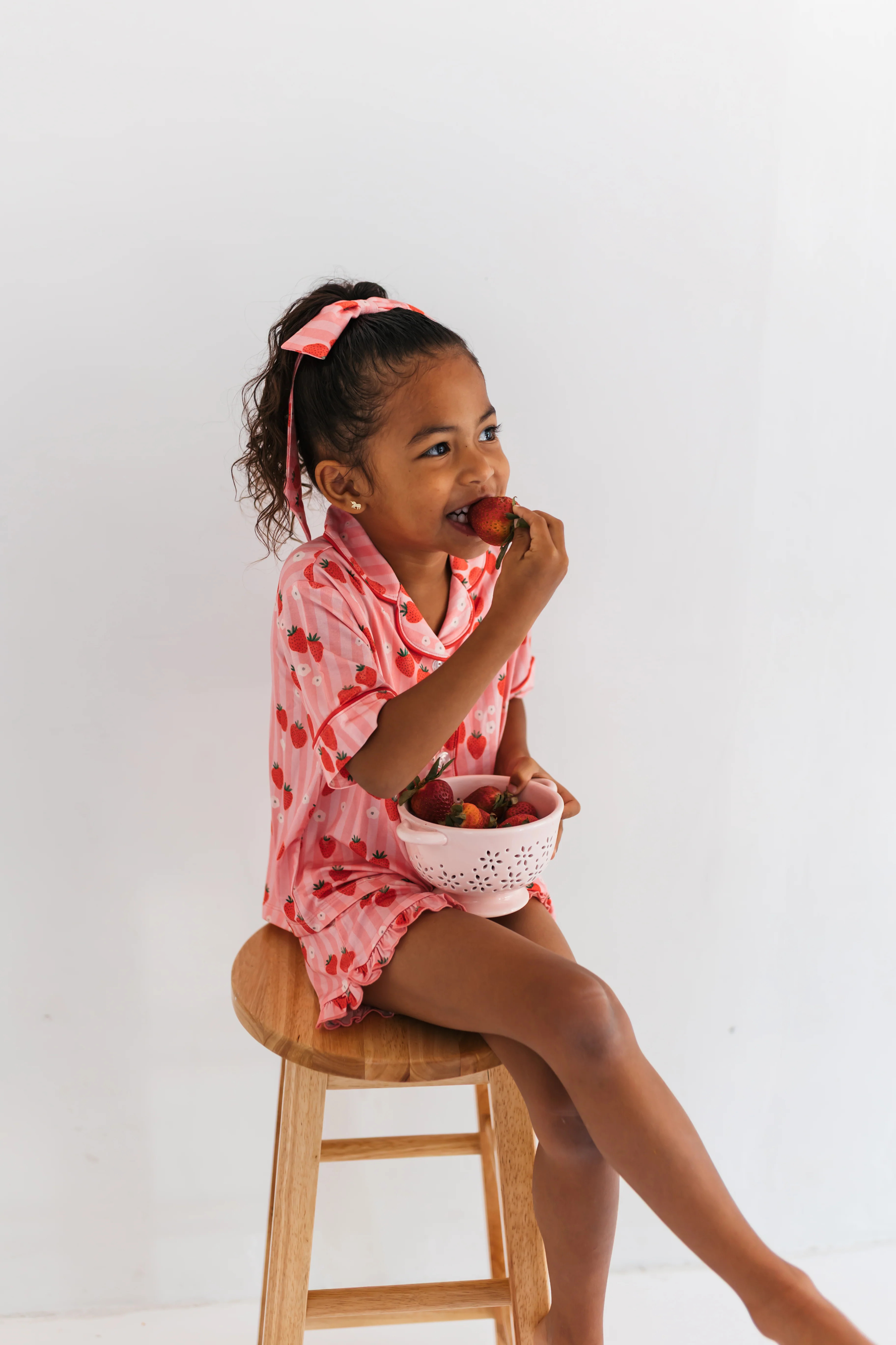 Red Strawberry Kids Button Up Short Set | In My Jammers