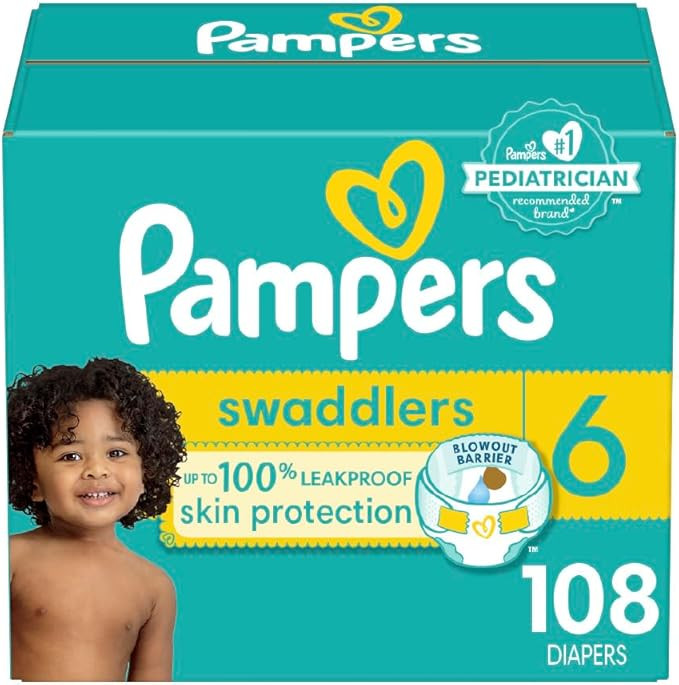 Pampers Swaddlers Diapers - Size 6, One Month Supply (108 Count), Ultra Soft Disposable Baby Diap... | Amazon (US)