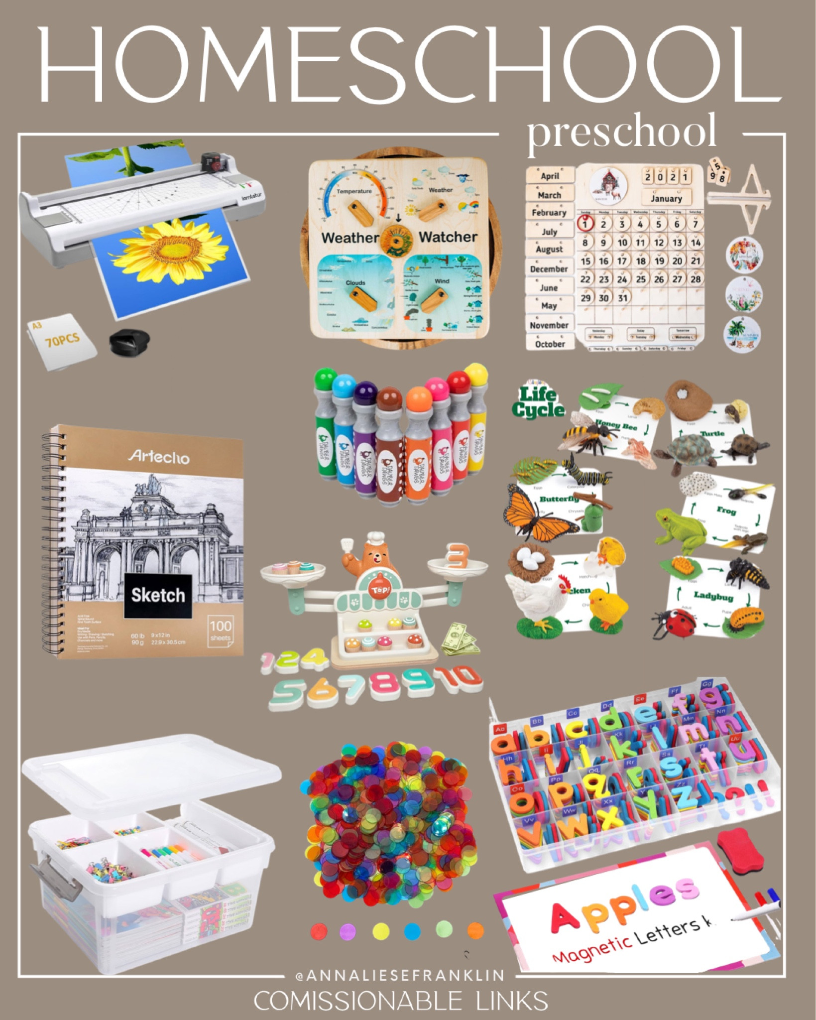 Home school preschool activities • homeschool organization • homeschool material storage • weather chart • classroom calendar• dot markers • life cycle kit • letter magnetic board • laminator • counting activity • educational toys • toddler activities • preschool activities • 

#LTKBacktoSchool #LTKKids #LTKFamily