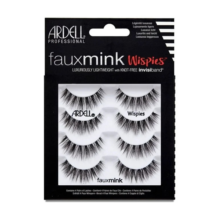 Ardell Faux Mink Wispies False Eyelashes, Medium Volume Wispy Lashes, Black, 4 Pairs - Walmart.co... | Walmart (US)