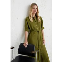 Green Shirt Dress, Linen Midi Mid Century Modern, Shirtdress, Loose Garden Summer Picnic Button Down | Etsy (US)