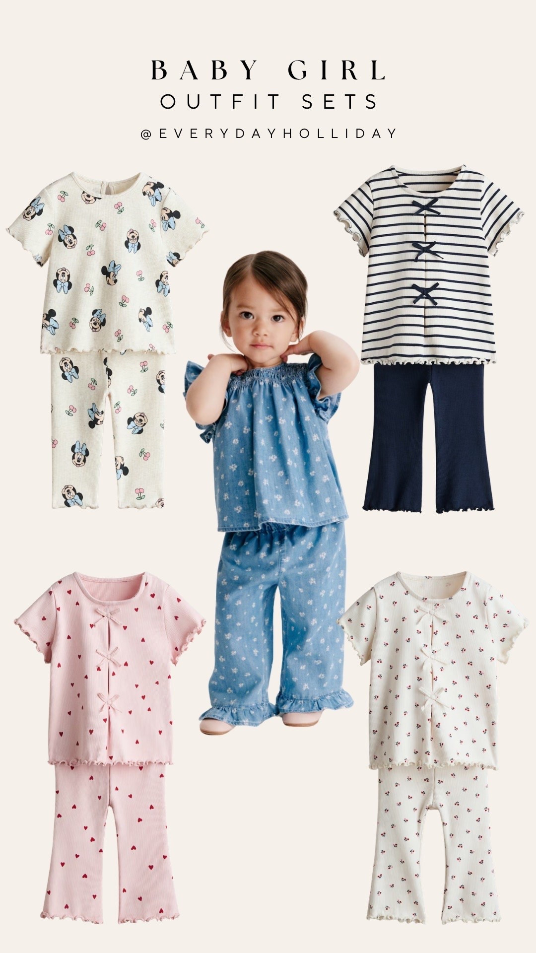 H&M baby girl sets are the absolute cutest. The denim floral and the striped bow set are so cute, and the ribbed heart print? Don’t even get me started. 😍

#LTKootd #LTKBaby #LTKKids