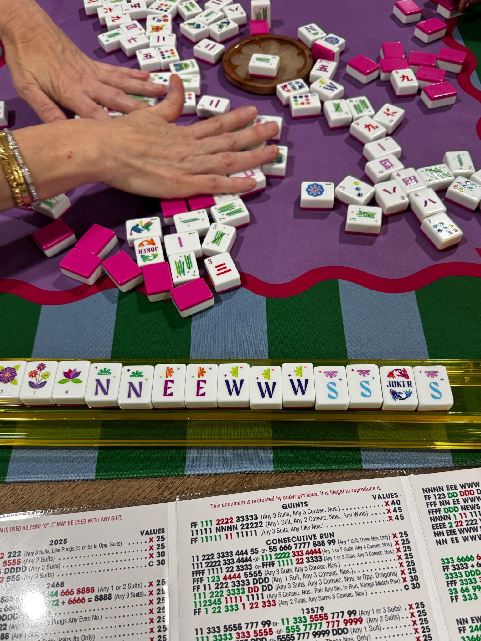 UPDATE as of Feb 3rd. you can find Kaleidoscope and Zest tiles on Mahjongco.com, used code PINKLOTUS for a discount. They will no longer be sold on Amazon. The other 3 sets will be on sale on Amazon for another week

Mahjong! The Kaleidoscope tiles from Mahjong Co go perfectly with this mat!
As of this post, tiles $168, Mat under $30, racks under $30. Or you can choose the Hobby Lobby racks. Tiles come with tile bag, mat comes with basic mat bag. All you need is a tote to carry it all!  Re-use a beach tote or a yoga bag, or get yourself a new one! 
Reminder: Tiles are final sale, and check return policies before buying.
#mahjong
#mahjongtiles
#amazonfinds 

#LTKSeasonal #LTKValentine #LTKHome