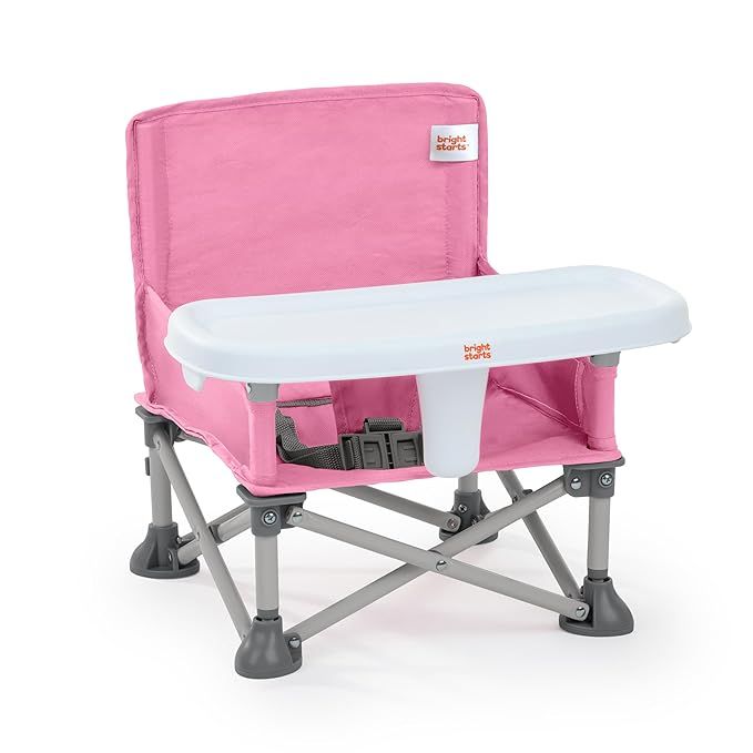 Bright Starts Pop 'N Sit Portable Booster, Indoor/Outdoor Use, Floor Seat with Feeding Tray, Pink... | Amazon (US)
