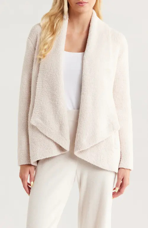 barefoot dreams Cozy Chic® Shawl Collar Rib Cardigan in Sand Dune at Nordstrom, Size 1X | Nordstrom