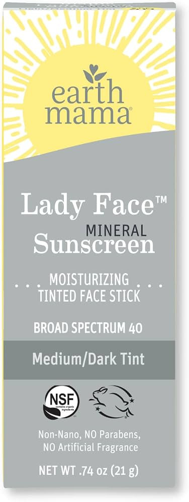 Earth Mama Lady Face® Tinted Mineral Sunscreen Stick, SPF 40 Medium/Dark Tint | Contains Organic... | Amazon (US)