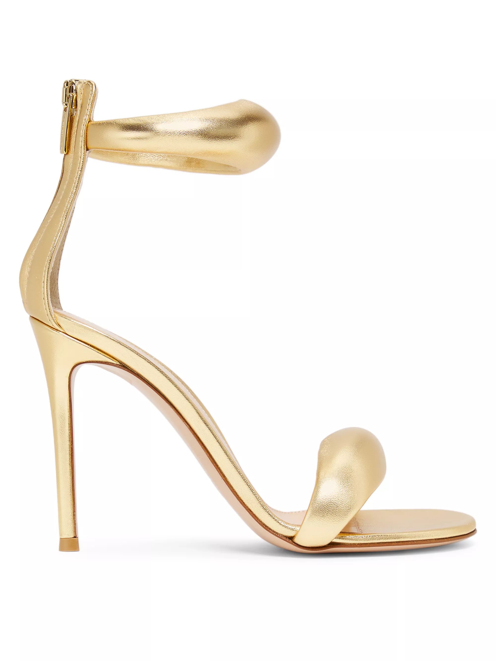 Shop Gianvito Rossi Bijoux Ankle-Strap Metallic Leather Stiletto Sandals | Saks Fifth Avenue | Saks Fifth Avenue