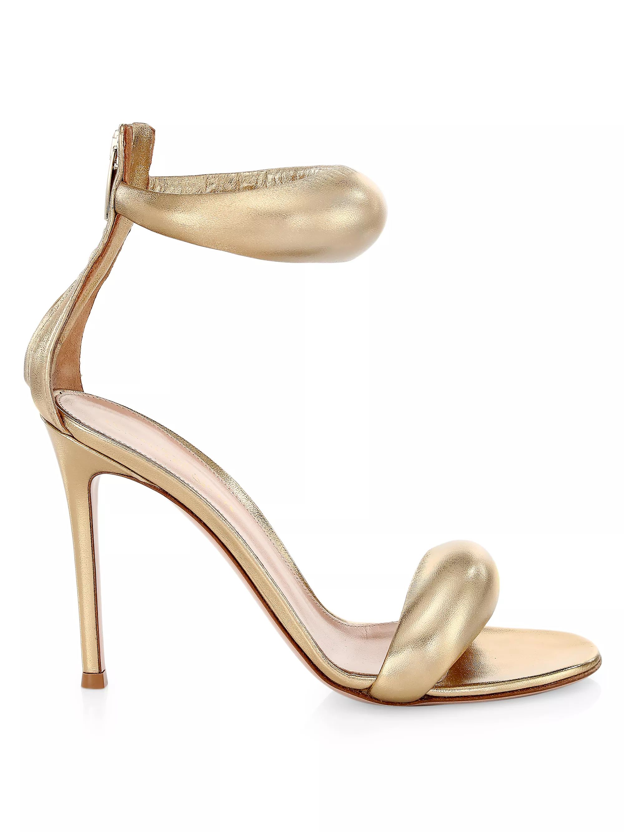 Shop Gianvito Rossi Bijoux Ankle-Strap Metallic Leather Stiletto Sandals | Saks Fifth Avenue | Saks Fifth Avenue