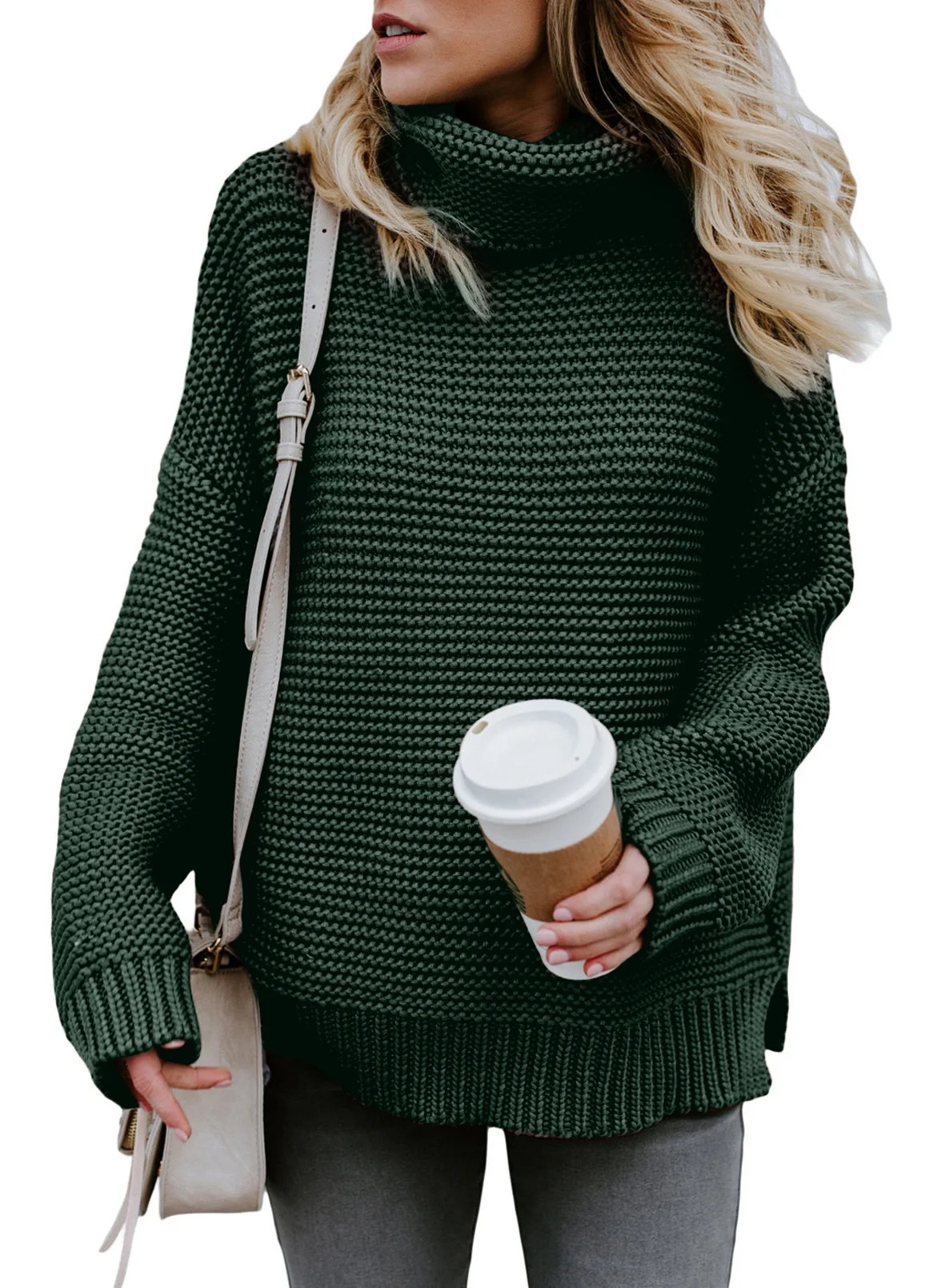 Sidefeel Womens Classic Solid Color Relaxed Fit Knitted Tunic Tops Baggy Jumper Sweaters M 8-10 -... | Walmart (US)