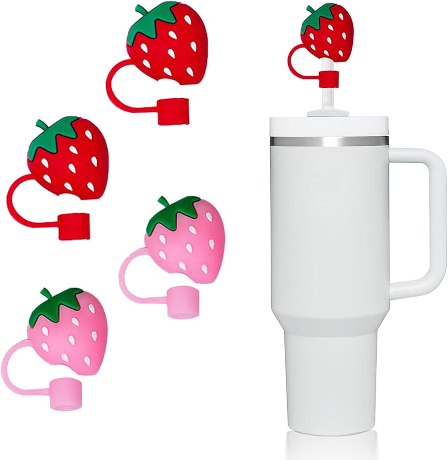 WELTAZ Strawberry Silicone Straw Covers Strawberries Toppers Compatible with Stanley 40oz/30oz Tu... | Amazon (US)