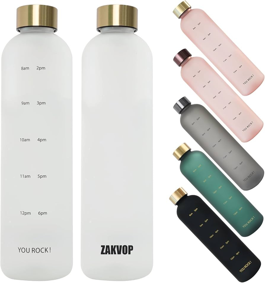 ZAKVOP 32oz Water Bottle with Times to Drink, Lightweight Motivational Water Bottle with Time Mar... | Amazon (CA)