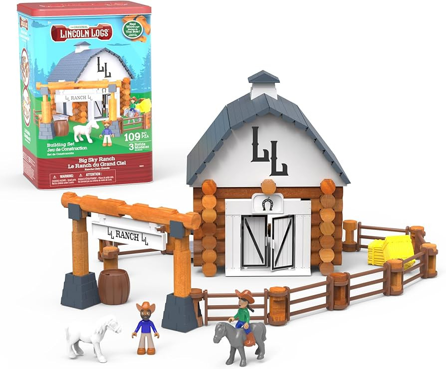 Lincoln Logs Big Sky Ranch Building Set - Retro Building Toy, 100+ Pieces, for Boys and Girls, Pl... | Amazon (US)