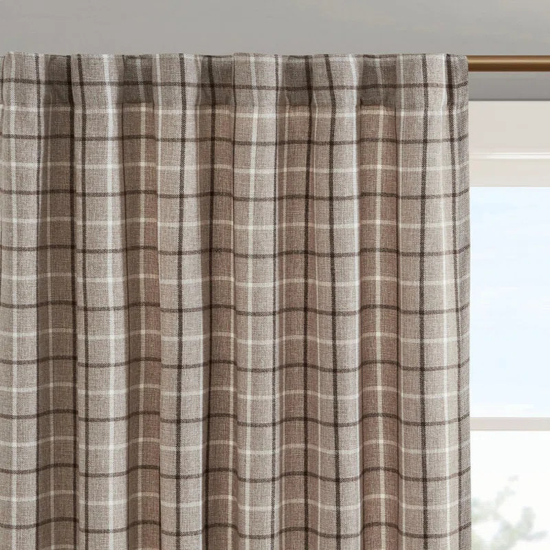 Plaid Rod Pocket And Back Tab Curtain Panel With Fleece Lining(Only 1 Pc Panel) | Wayfair North America