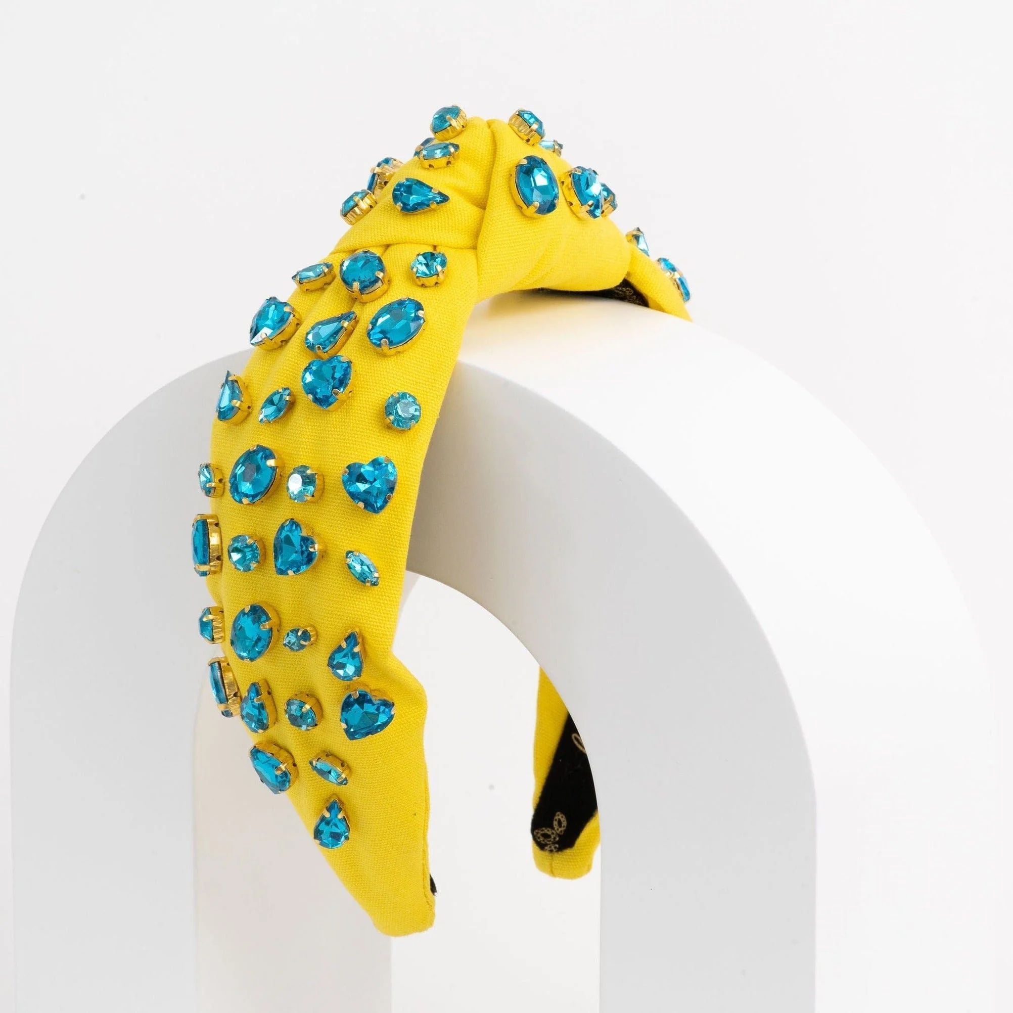 Pool Days Blue & Yellow Jeweled Canvas Headband | La Bella Shop