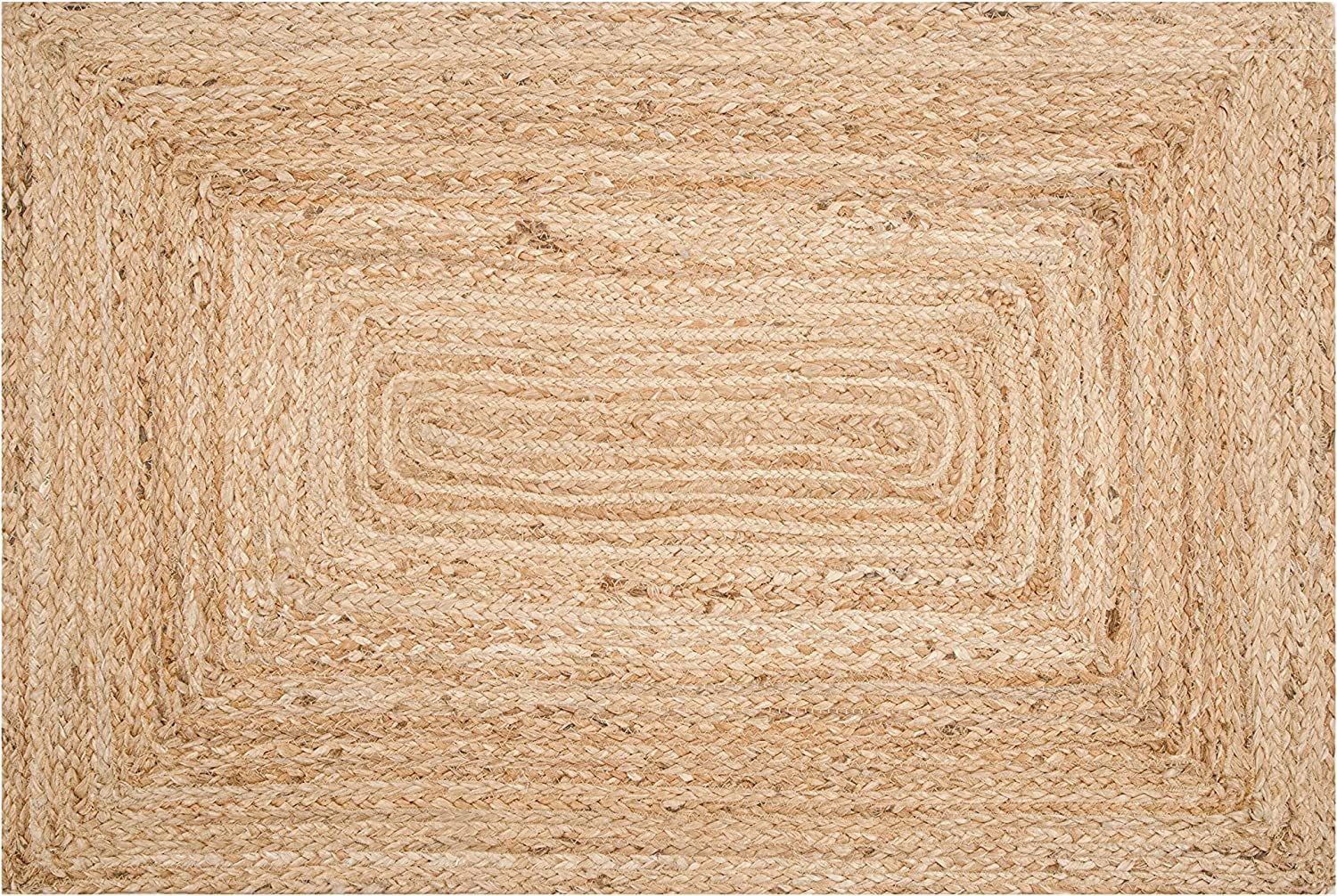 Jute Braid Natural Rug 2X3' -Natural Linen Color, Hand Woven & Reversible for Living Room Kitchen... | Amazon (US)
