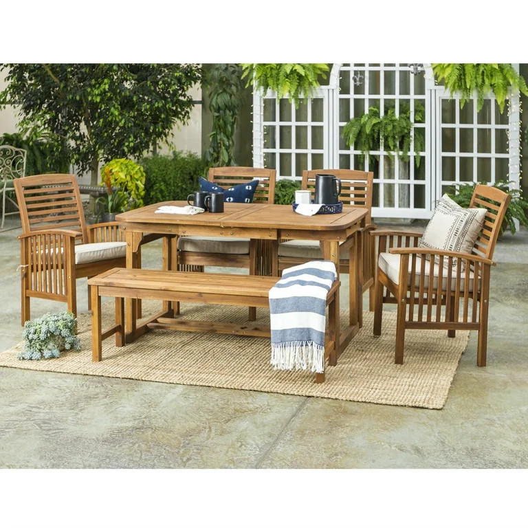 Manor Park 6-Piece Outdoor Patio Dining Set with Cushions, Brown - Walmart.com | Walmart (US)