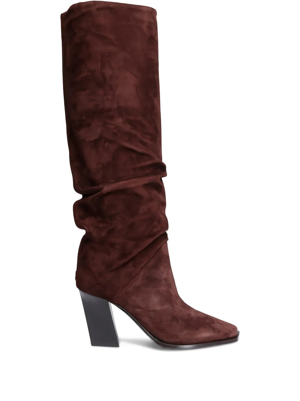 Jimmy Choo 85mm square-toe suede knee-high boots - Brown | Farfetch Global