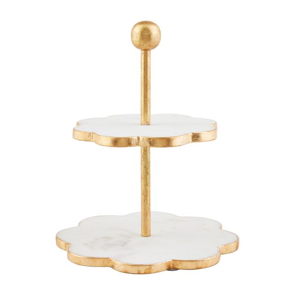 Scallop Gold Marble Tier Stand | Mud Pie