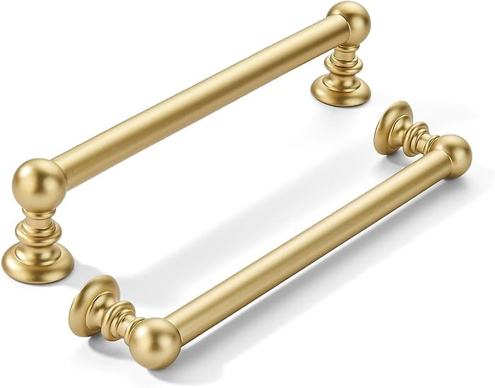khtumeware 2 Pack 6 inch(152mm) Hole Center Brushed Gold Cabinet Pulls Solid Heavy-Duty Matte Gol... | Amazon (US)