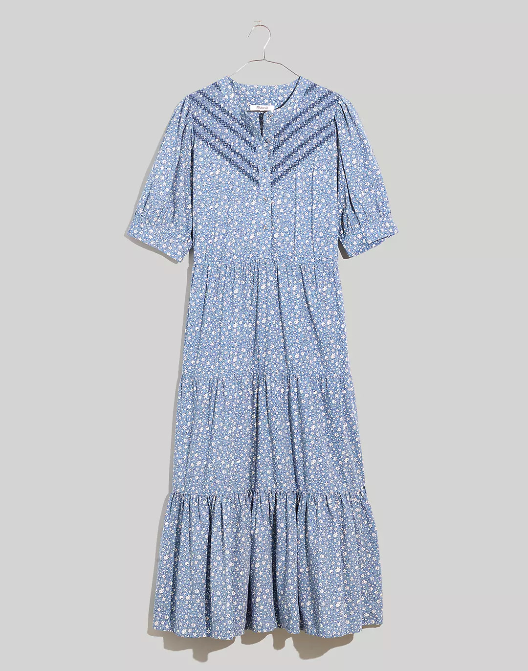 Embroidered Puff-Sleeve Midi Dress in Cottage Garden | Madewell