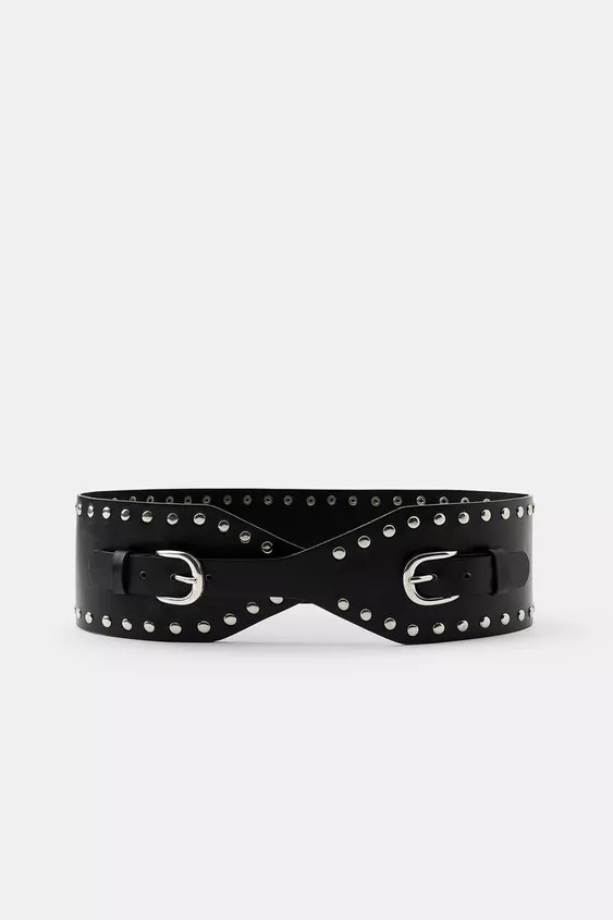 STUDDED LEATHER WAIST BELT | Zara US