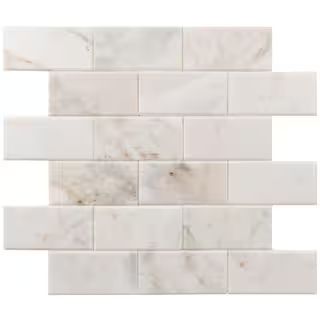 Xpress Mosaix Peel 'N Stick Daphne White 13 in. x 11 in. Marble Brick Joint Mosaic Tile (0.97 sq.... | The Home Depot