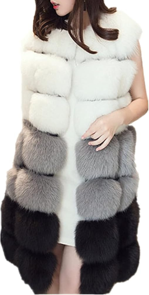 Lisa Colly Winter Waistcoat Women's Faux Fur Vest Warm Sleeveless Jacket Coat Outerwear | Amazon (US)