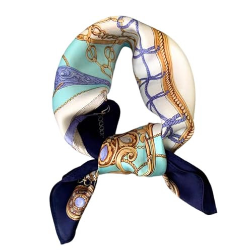 PLIPON 100% Mulberry Silk Neck Scarf - 21"x21" Small Printed Square Neckerchief Scarves for Women Blue | Amazon (US)