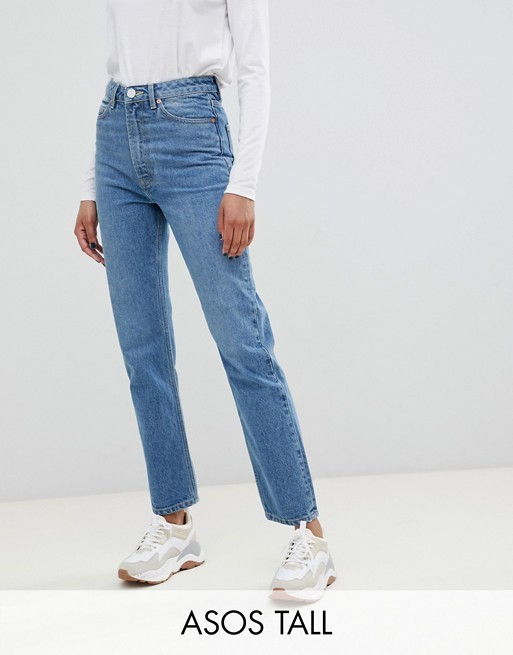 ASOS DESIGN Tall Recycled Florence authentic straight leg jeans in mid vintage blue | ASOS ROW