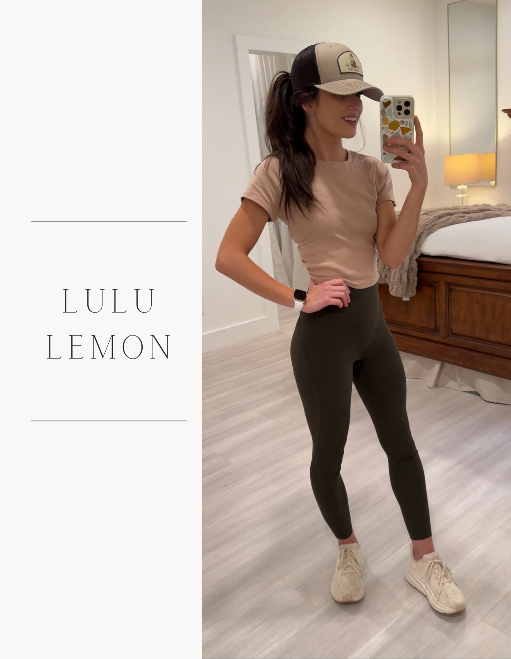 Love this neutral activewear combo! Could even dress it up a bit with a denim jacket or flannel! 

Tee: Size XS // Color: Hot Cocoa
Leggings: Size 2 // Color: Dark Olive
Shoes: Size 5 // Color: Bone

Trucker hat is from Monday Night Brewing.. not able to link unfortunately! 

#LTKFallSale #LTKActive #LTKStyleTip