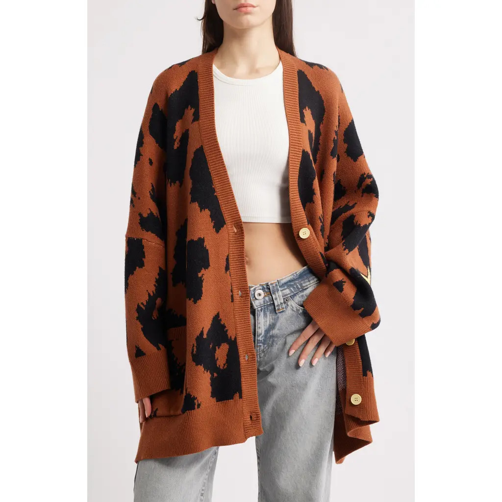 Dressed in Lala Leopard Oversize Cardigan at Nordstrom, Size Large | Nordstrom