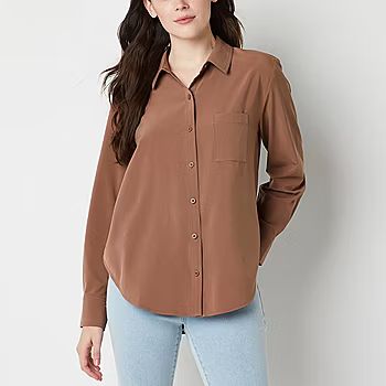 new!Stylus Womens Long Sleeve Regular Fit Button-Down Shirt | JCPenney