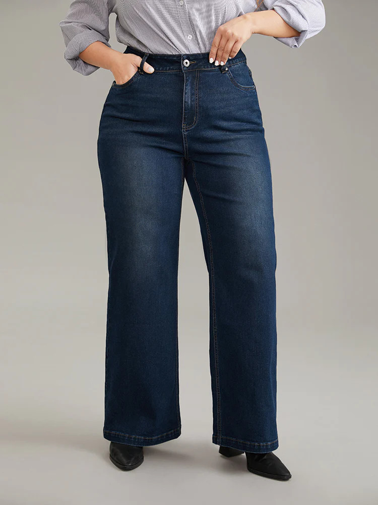 Vintage Dark Wash Wide Leg Jeans | Bloomchic