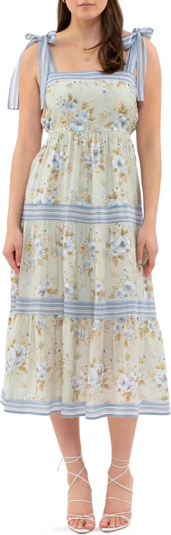 Floral Stripe Tie Strap Maxi Dress | Nordstrom Rack