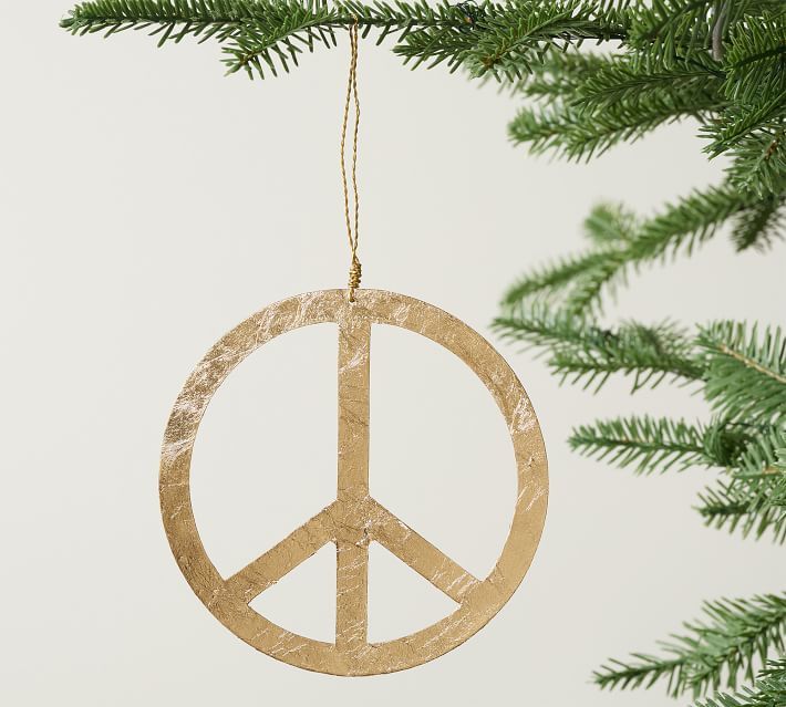 Hammered Gold Peace Sign Ornament - Set of 3 | Pottery Barn (US)