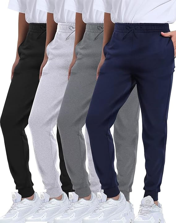 TELALEO 4 Pack Boys Sweatpants Active Athletic Jogger Pants Soft Cotton French Terry Little Big K... | Amazon (US)