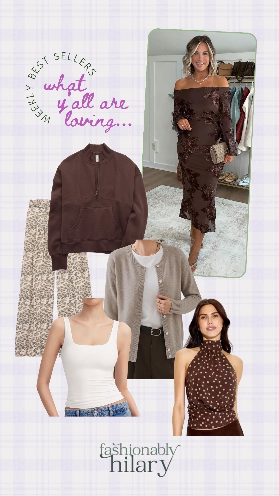 The bestsellers this week are screaming fall! So many gorgeous cocoa brown pieces that have me craving the cooler weather. 
Target: polka dot date night top
Aerie: leopard street trousers, rich chocolate brown sweatshirt 
Amazon: designer inspired cardigan, the perfect brown fall dress and a must have square neck tank top

#LTKMidsize #LTKSeasonal #LTKSaleAlert