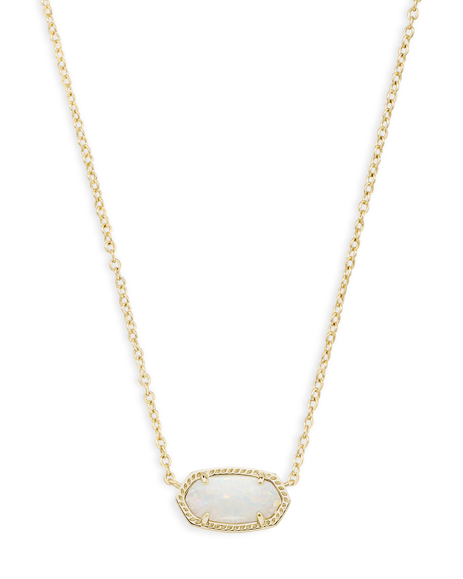 Elisa Gold Pendant Necklace in White Lab Grown Opal | Kendra Scott