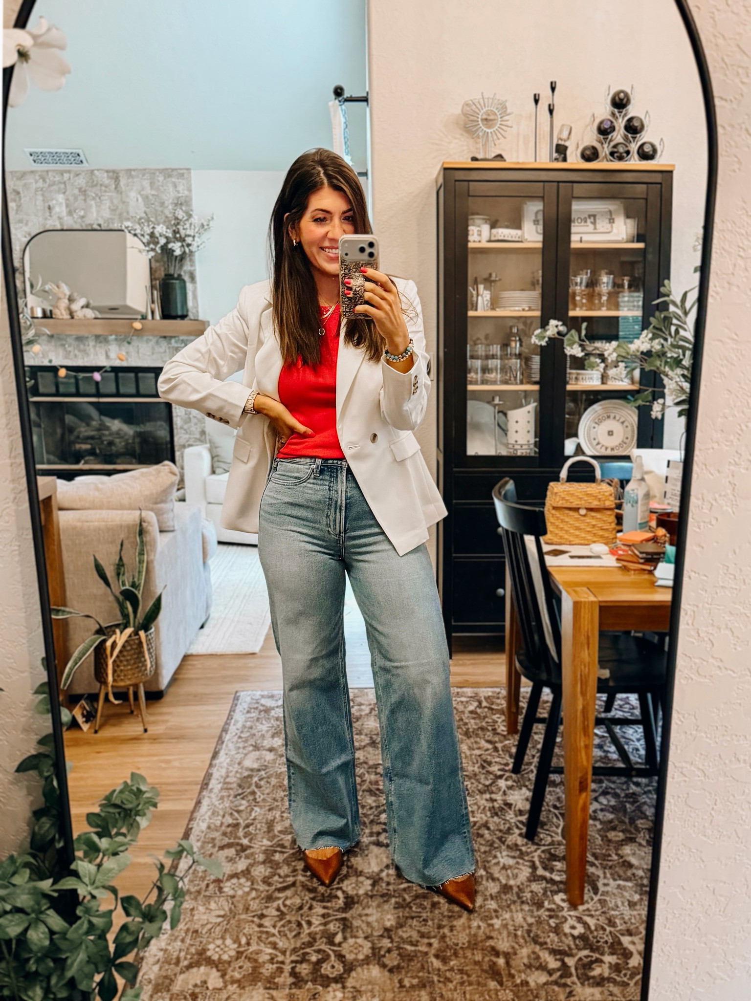 Recent work outfits
In a medium blazer tank and medium tall jeans (code Meghanxspanx)

#LTKWorkwear #LTKTall #LTKMidsize