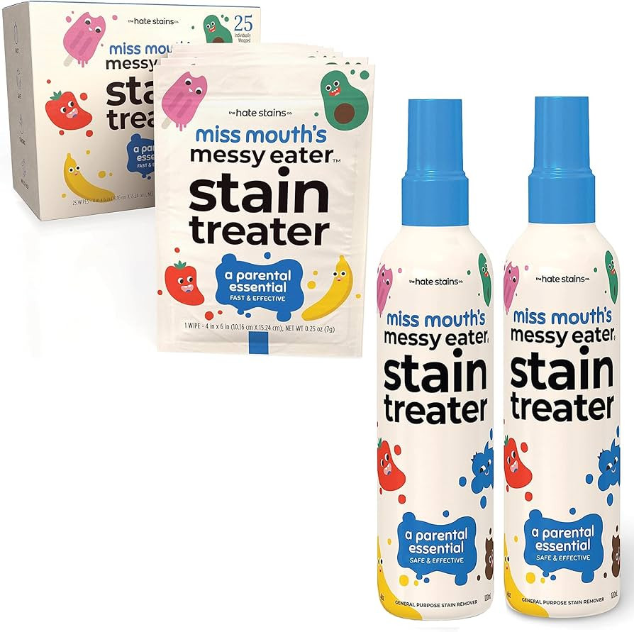 Miss Mouth's Messy Eater Stain Treater 4oz 2pack Stain Remover Spray and 25 pack of Stain Removin... | Amazon (US)